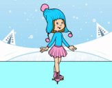 Patinadora sobre hielo con gorro