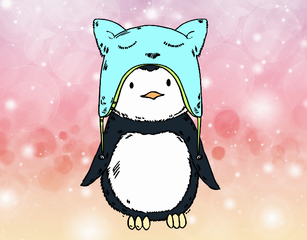 Pingüino con gorrito divertido