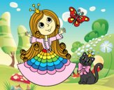 Princesa con gato y mariposa