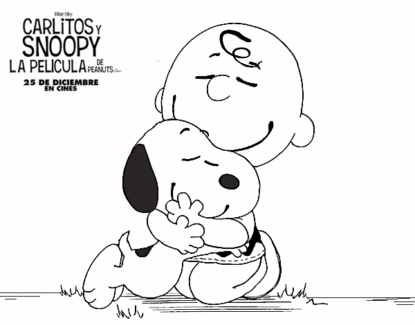 Snoopy y Carlitos abrazados