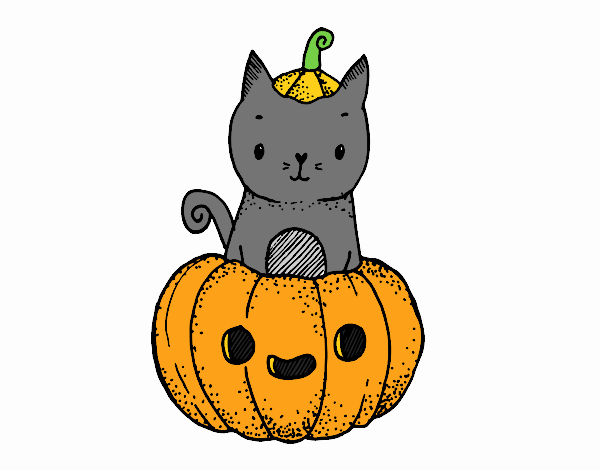 Un gato en Halloween