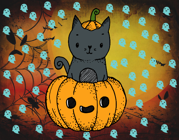 Un gatito de Halloween