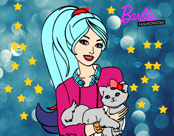 Barbie con su linda gatita