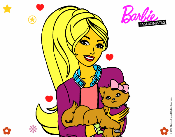 Barbie con su linda gatita