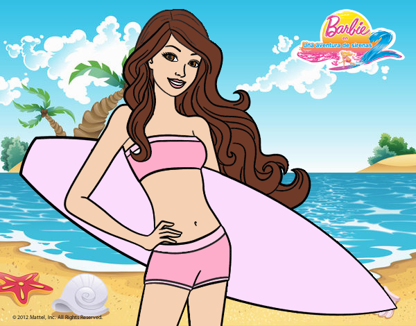 Barbie con tabla de surf