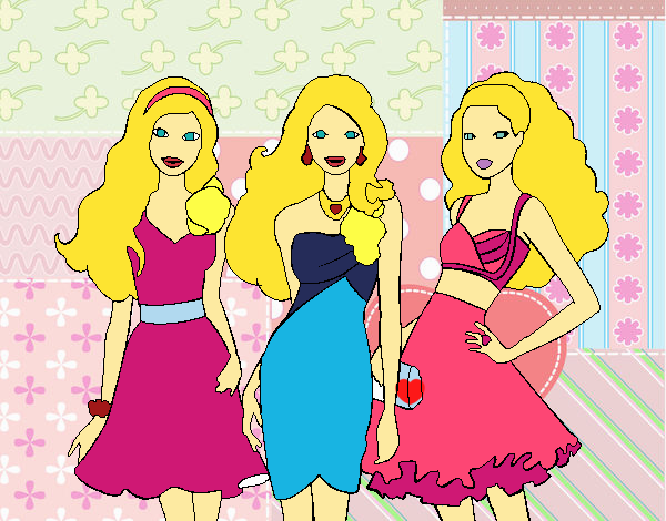 Barbie y sus amigas vestidas de fiesta