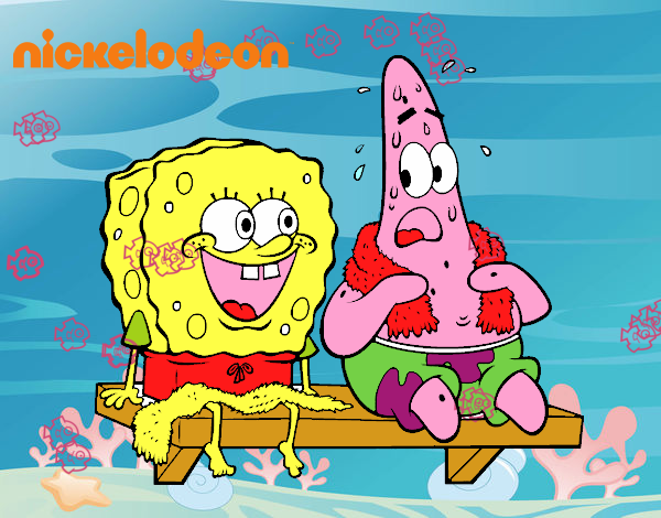 Bob Esponja y Patricio en bañador