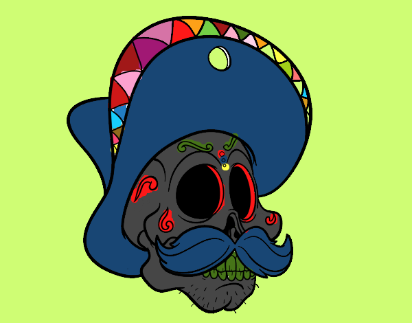 Calavera mejicana con bigote