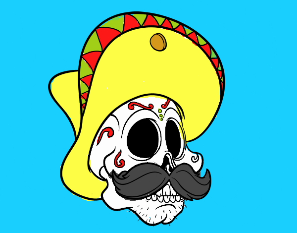 Calavera mejicana con bigote