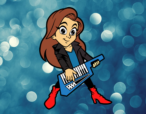 Chica tocando el keytar