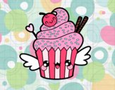 Cupcake kawaii con cereza