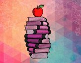 Libros y manzana