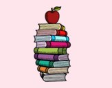 Libros y manzana