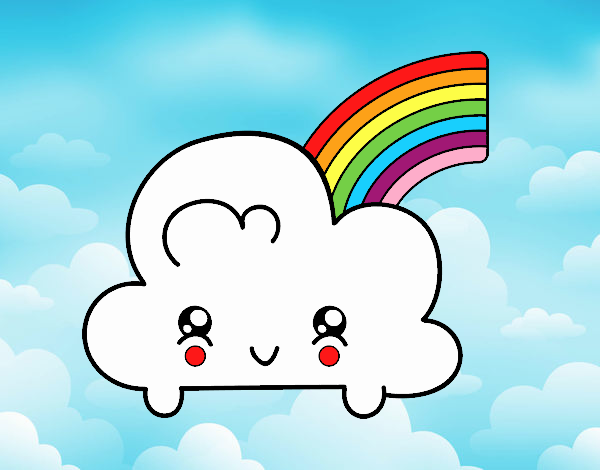 Nube con arco iris kawaii