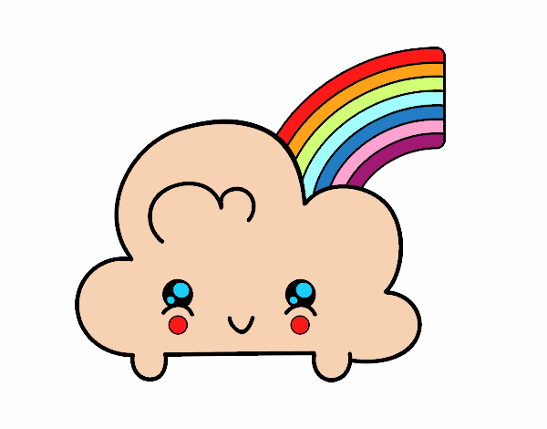 Nube con arco iris kawaii