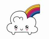 Nube con arco iris kawaii