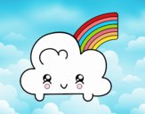 Nube con arco iris kawaii