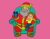 Papá Noel y niño en Navidad