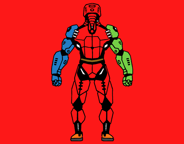 Robot luchador de espaldas