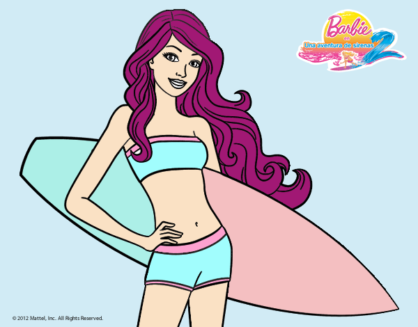 Barbie con tabla de surf