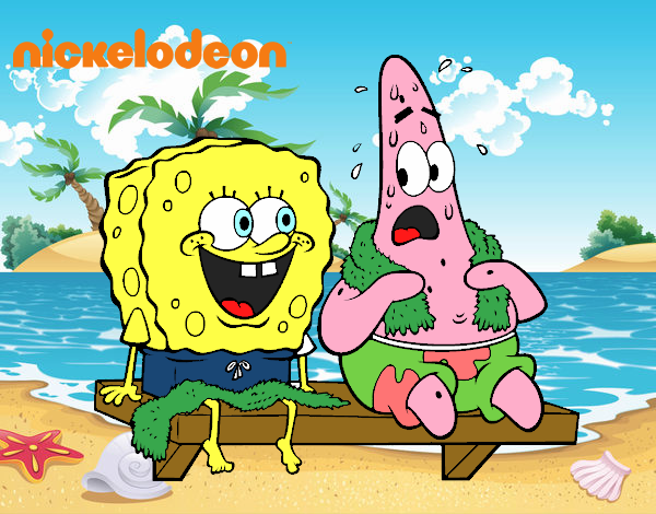 Bob Esponja y Patricio en bañador