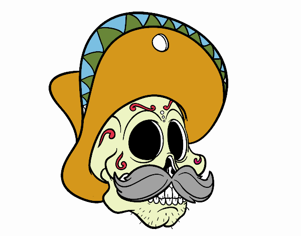 Calavera mejicana con bigote