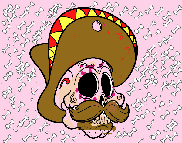 Calavera mejicana con bigote