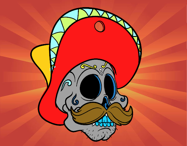 Calavera mejicana con bigote