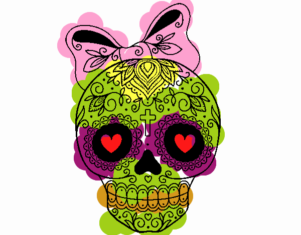 Calavera mejicana con lazo