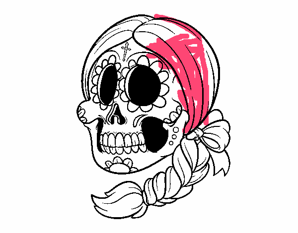 Calavera mejicana con trenza