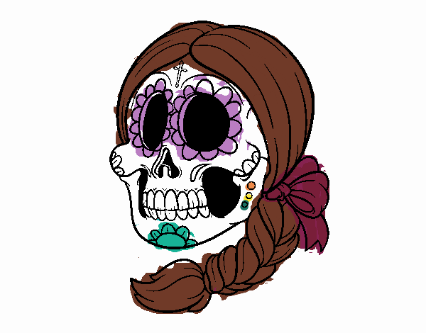 Calavera mejicana con trenza