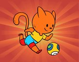 Gato jugando a fútbol