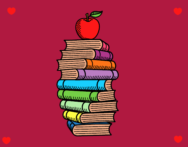 Libros y manzana