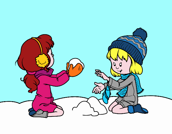 Niñas jugando con la nieve