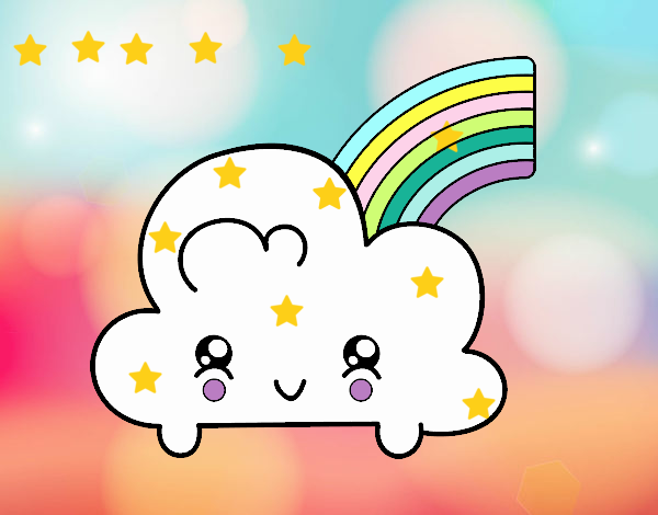 Nube con arco iris kawaii