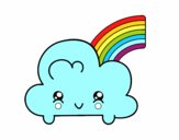 Nube con arco iris kawaii