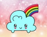 Nube con arco iris kawaii