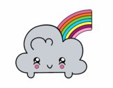 Nube con arco iris kawaii