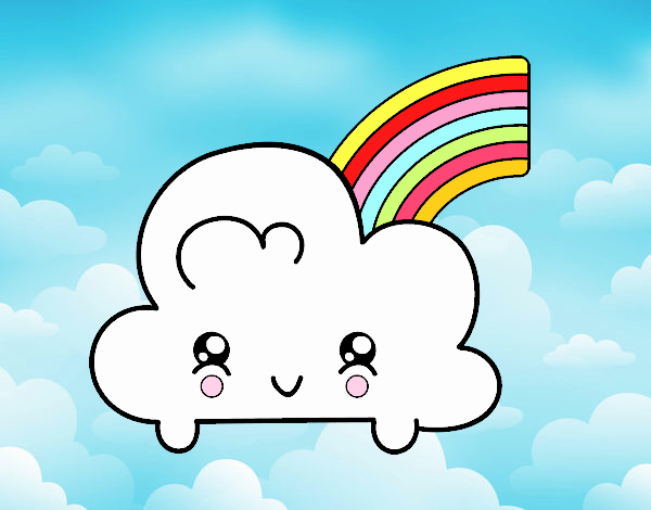 Nube con arco iris kawaii