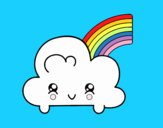 Nube con arco iris kawaii