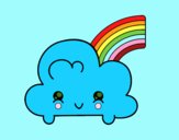 Nube con arco iris kawaii