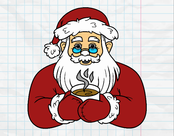 Papá Noel con taza de café