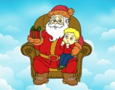 Papá Noel y niño en Navidad