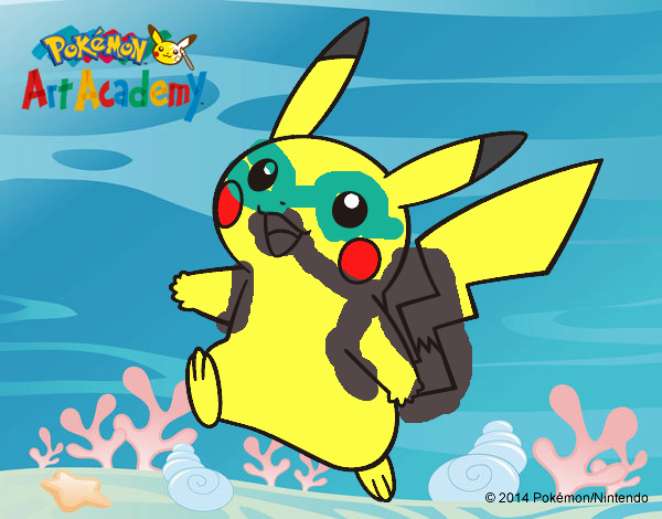 Dibujo de Pikachu de pokemon tipo agua pintado por en Dibujos.net