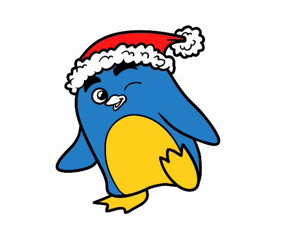 Pingüino con gorro de Navidad