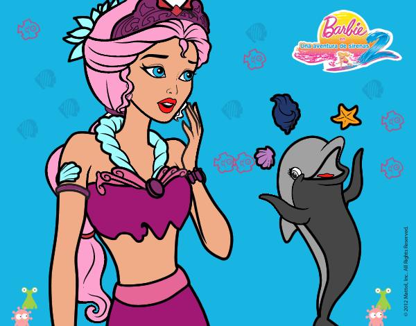 dibujo de danna y hoy les presento a barbie y su amigo delfin