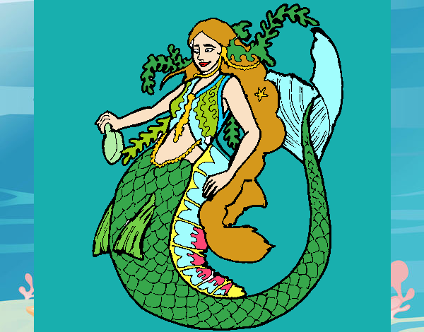 Sirena con larga melena