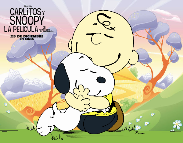 Snoopy y Carlitos abrazados