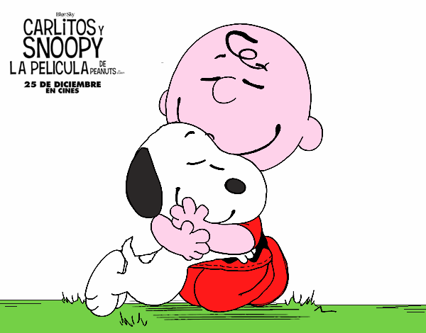 Snoopy y Carlitos abrazados