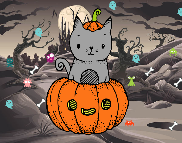 Un gatito de Halloween